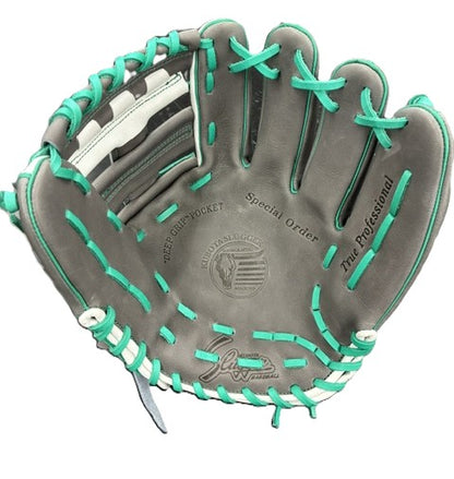 【鉄人限定グラブ　BU5X　Dグレー×エメラルドグリーン×ホワイト】久保田スラッガー　軟式　　内野手用　グラブ 　オーダー グローブ　高校　右投げ用 　中学軟式　一般軟式 湯もみの鉄人 送料無料　型付け無料