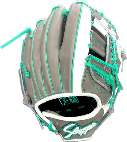 【鉄人限定グラブ　BU5X　Dグレー×エメラルドグリーン×ホワイト】久保田スラッガー　軟式　　内野手用　グラブ 　オーダー グローブ　高校　右投げ用 　中学軟式　一般軟式 湯もみの鉄人 送料無料　型付け無料