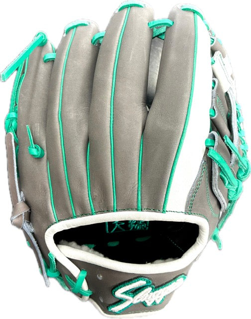 【鉄人限定グラブ　BU5X　Dグレー×エメラルドグリーン×ホワイト】久保田スラッガー　軟式　　内野手用　グラブ 　オーダー グローブ　高校　右投げ用 　中学軟式　一般軟式 湯もみの鉄人 送料無料　型付け無料