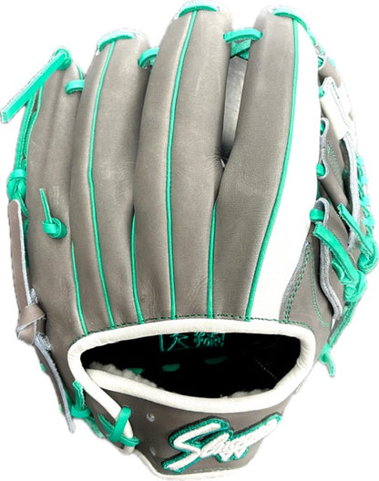 【鉄人限定グラブ　BU5X　Dグレー×エメラルドグリーン×ホワイト】久保田スラッガー　軟式　　内野手用　グラブ 　オーダー グローブ　高校　右投げ用 　中学軟式　一般軟式 湯もみの鉄人 送料無料　型付け無料