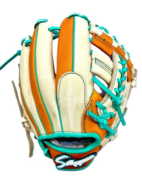 【久保田スラッガー  少年軟式用鉄人限定ガチグラブ】　KSN-J6トレンチ×KSオレンジ×エメラルド　オーダーグラブ　 右投げ
