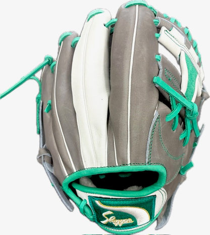 【鉄人限定グラブ　T9S　Dグレー×エメラルドグリーン×ホワイト】久保田スラッガー　軟式　　内野手用　グラブ 　オーダー グローブ　高校　右投げ用 　中学軟式　一般軟式 湯もみの鉄人 送料無料　型付け無料
